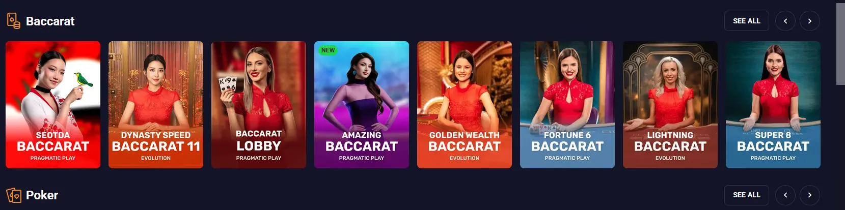 Live-Baccarat-Tisch bei Retrobet mit mehreren Einsatzlimits