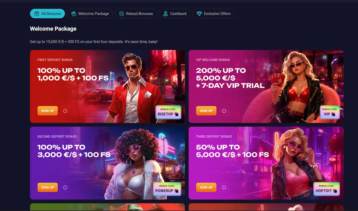 Bonusübersicht bei Retrobet: Willkommenspaket, Cashback und Reload-Aktionen